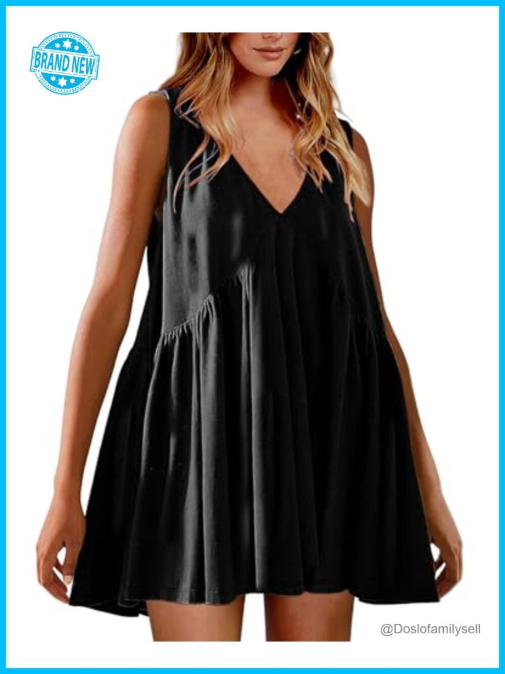 Women's Sleeveless Babydoll Mini Sundress Polyester Spandex Swing Beach Dress